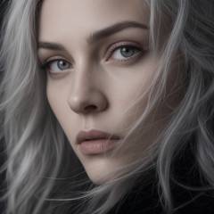 Extreme close-up of ice-gray eyes