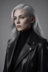 Leather jacket against seamless gray paper